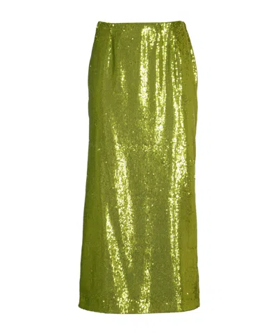 Philosophy Di Lorenzo Serafini Sequined Straight Hem Skirt In Green