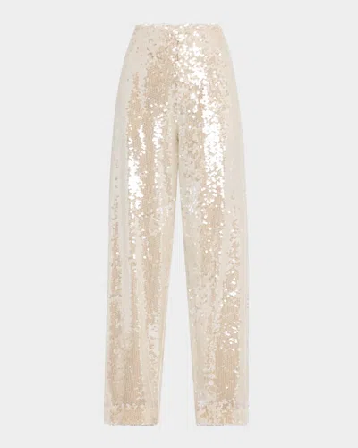 Philosophy Di Lorenzo Serafini Sequined Wide-leg Trousers In Ivory