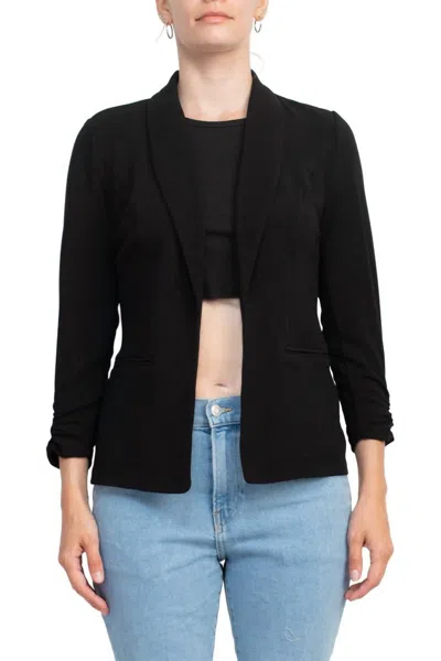 Philosophy Di Lorenzo Serafini Shawl Collar Knit Crepe Blazer With Belt Pockets In Black