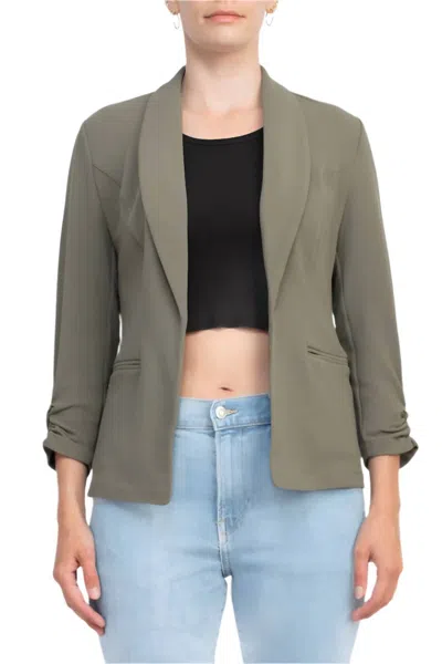 Philosophy Di Lorenzo Serafini Shawl Collar Knit Crepe Blazer With Belt Pockets In Dust Olive In Multi