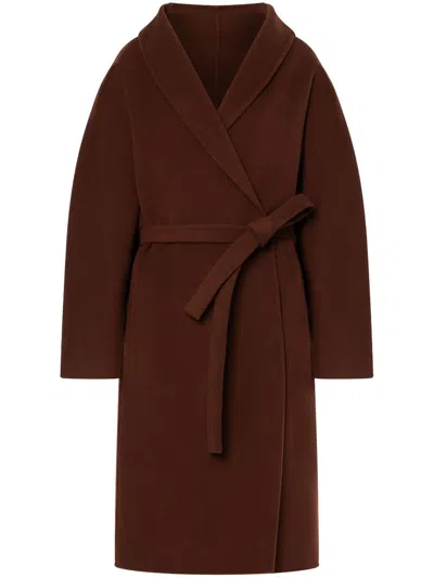 Philosophy Di Lorenzo Serafini Shawl-lapels Belted Midi Coat In Brown