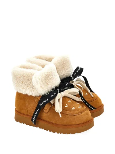 Philosophy Di Lorenzo Serafini Kids' Shearling-trim Lace-up Boots In Multi