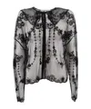 Philosophy Di Lorenzo Serafini Sheer Mesh Top Floral Embroidery In Black