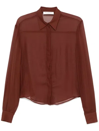 Philosophy Di Lorenzo Serafini Sheer Shirt In Brown