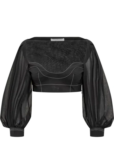 PHILOSOPHY DI LORENZO SERAFINI PHILOSOPHY DI LORENZO SERAFINI VOILE CROP TOP WITH STITCHING