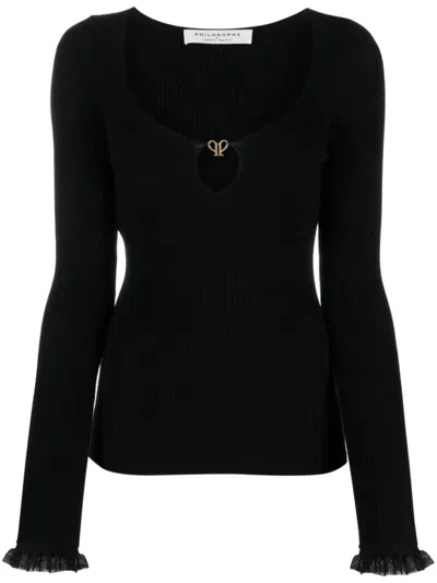 Philosophy Di Lorenzo Serafini Suéter Con Escote Barco - Negro In Black