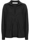 Philosophy Di Lorenzo Serafini Grey Shirt With Open Collar And V Neck In Stretch Viscose Woman In Grey