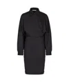 Philosophy Di Lorenzo Serafini Chic Wool-blend Asymmetric Shirt Dress In Black