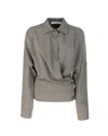 Philosophy Di Lorenzo Serafini Asymmetric Long-sleeve Collared Blouse In Green