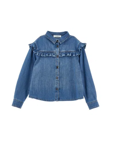 Philosophy Di Lorenzo Serafini Kids' Shirt Mit Rüschen Und Stickereien In Blue