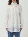 Philosophy Di Lorenzo Serafini Mini Shirt Dress With Ruffled Collar And Long Sleeves In White