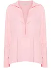 Philosophy Di Lorenzo Serafini Pink Shirt With Open Collar And V Neck In Stretch Viscose Woman In Pink