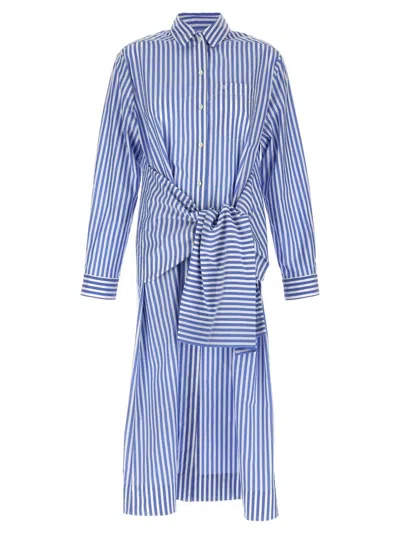 Philosophy Di Lorenzo Serafini Shirt-style Striped Cotton Blend Chemisier Dress In Blue