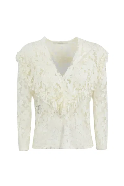 Philosophy Di Lorenzo Serafini Shirt With Ruffles In Bianco