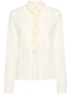 Philosophy Di Lorenzo Serafini Ruffle-detal Semi-sheer Blouse In Neutrals