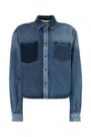 Philosophy Di Lorenzo Serafini Blue Shirt With Classic Collar And Logo Detail On The Pocket In Denim Woman In Blue