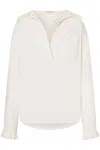 Philosophy Di Lorenzo Serafini Relaxed Fit White Shirt With Pleated Detailing In Blue