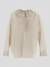 Philosophy Di Lorenzo Serafini Ruffled Striped Shirt In Fantasia Avorio
