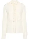 Philosophy Di Lorenzo Serafini Ruffle-detal Semi-sheer Blouse In Beige
