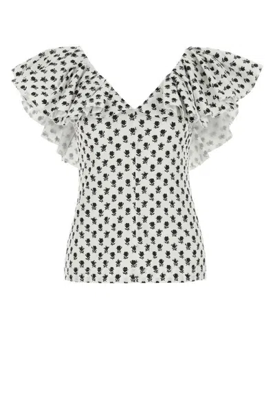 Philosophy Di Lorenzo Serafini Floral Printed Ruffled Top In White
