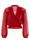 Philosophy Di Lorenzo Serafini Georgette Blouse With Wide Shawl Collar In Red