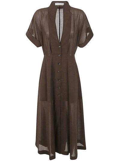 Philosophy Di Lorenzo Serafini Short Sleeves Chemisier Long Dress In Brown