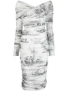 Philosophy Di Lorenzo Serafini Side Gathered-detail Midi Dress In Weiss