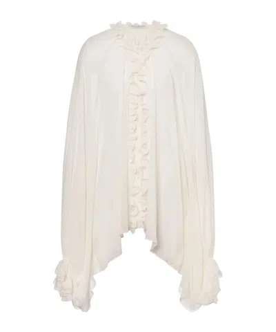 Philosophy Di Lorenzo Serafini Silk Blend Georgette Cape Shirt In White