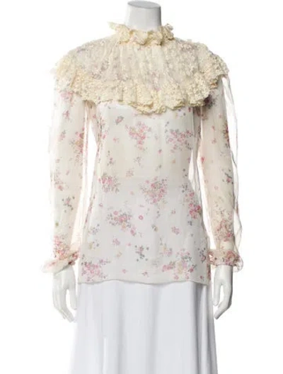 Pre-owned Philosophy Di Lorenzo Serafini Silk Floral Print Blouse In Neutral