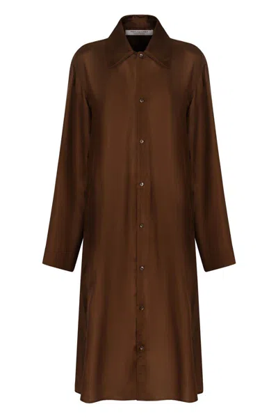 Philosophy Di Lorenzo Serafini Silk Jacket In Brown
