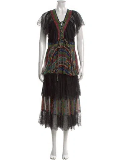 Pre-owned Philosophy Di Lorenzo Serafini Silk Long Dress In Black