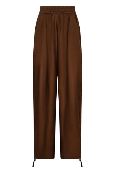 Philosophy Di Lorenzo Serafini Silk Trousers In Brown