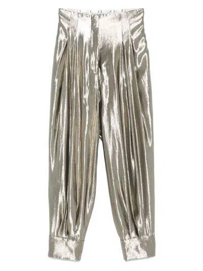 Philosophy Di Lorenzo Serafini Silver Casual Trousers Laminated-effect In Green