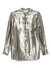 Philosophy Di Lorenzo Serafini Silver Shirt In Silk Laminated-effect In Silver