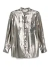 Philosophy Di Lorenzo Serafini Silver Shirt In Silk Laminated-effect In Silver