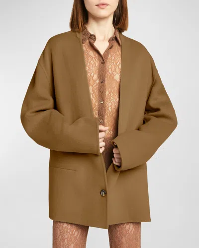 Philosophy Di Lorenzo Serafini Singe-breasted Wool Long Jacket In Brown