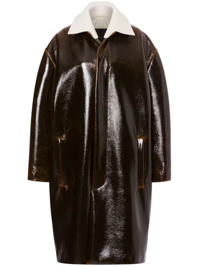 Philosophy Di Lorenzo Serafini Single-breasted Midi Coat In Braun