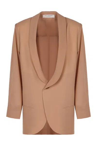 Philosophy Di Lorenzo Serafini Single-breasted One Button Jacket In Beige