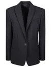 Philosophy Di Lorenzo Serafini Grey Single-breasted Jacket With A Single Button In Wool Blend Woman In Blu