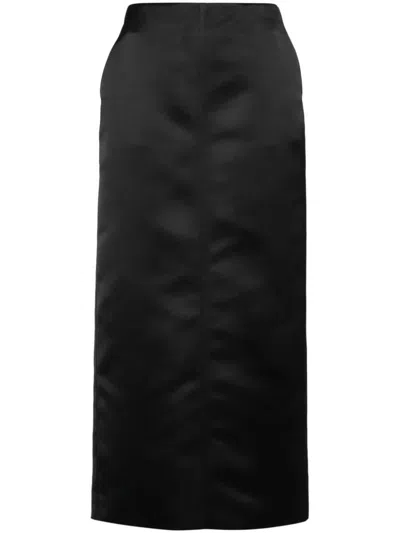 Philosophy Di Lorenzo Serafini High-waisted Satin Midi Skirt In Black