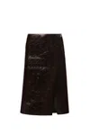 Philosophy Di Lorenzo Serafini Coated Wool-blend Midi Skirt In Brown