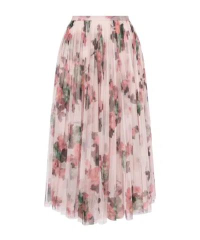 Philosophy Di Lorenzo Serafini Skirt Longuette In Tulle With Flower Print In Pink