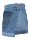 Philosophy Di Lorenzo Serafini Blue Wraparound Mini Skirt With Logo Detail On The Side And Patchwork Design In Multicolor