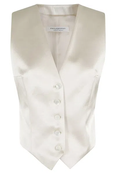 Philosophy Di Lorenzo Serafini Sleeveless Gilet With Deep V-neckline In White