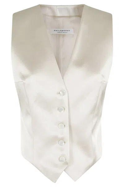 Philosophy Di Lorenzo Serafini Sleeveless Gilet With Deep V-neckline In White