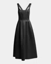 Philosophy Di Lorenzo Serafini Sleeveless Satin Fit-&-flare Midi Dress In Black