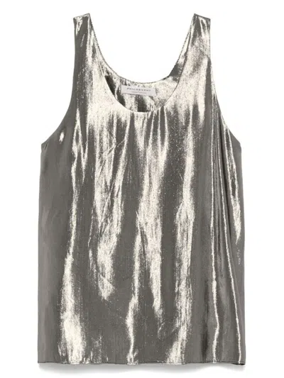 Philosophy Di Lorenzo Serafini Sleeveless Silk-blend Top With Rounded Neckline In Green