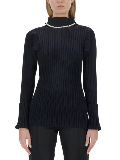 Philosophy Di Lorenzo Serafini Slim Fit Ribbed Stretch Knit Sweater In Blue