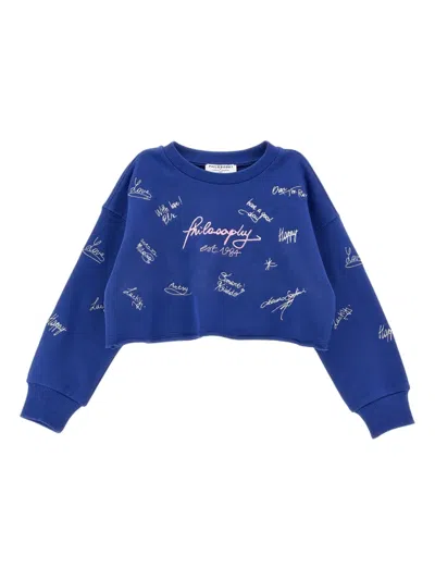 Philosophy Di Lorenzo Serafini Kids' Slogan-embroidered Sweatshirt In Blue