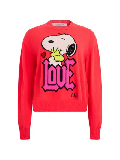 Philosophy Di Lorenzo Serafini Snoopy-print Intarsia-knit Sweater In Red